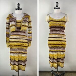 💚 3122. 2 Piece Multi Sweater Knit Dress and Cardigan Set